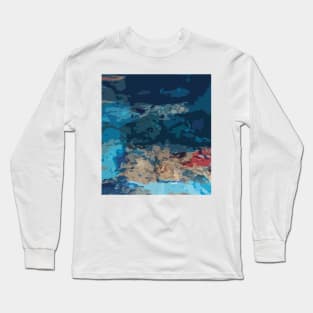 Abstraction (Acrylic Paint & Blue Glass Bottles) Long Sleeve T-Shirt